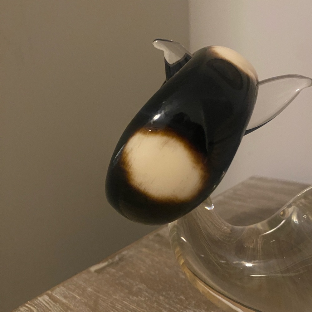 Acrylic Bone Look Black and Cream Bangle
